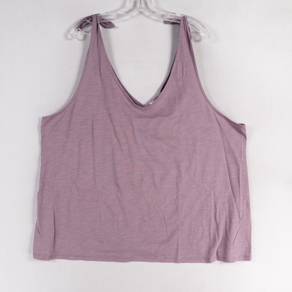 Threads 4 Thought Tank Top 3X Lavender V Neck Tie Shoulder Organic Cotton Blend